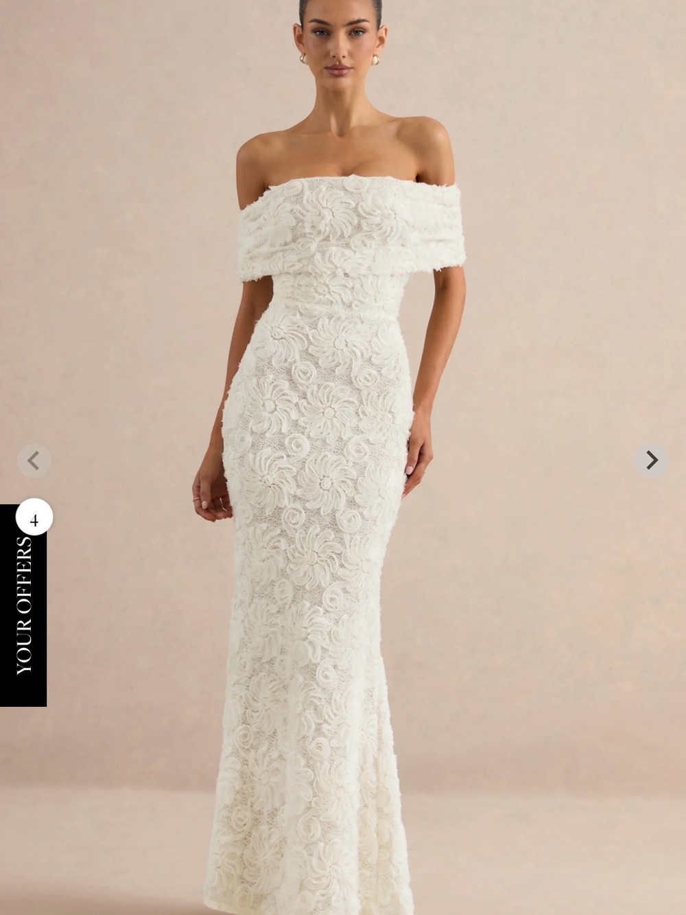 Strapless Ivory Lace Evening Gown